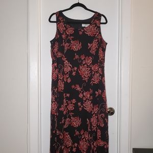 Black and red midi dress